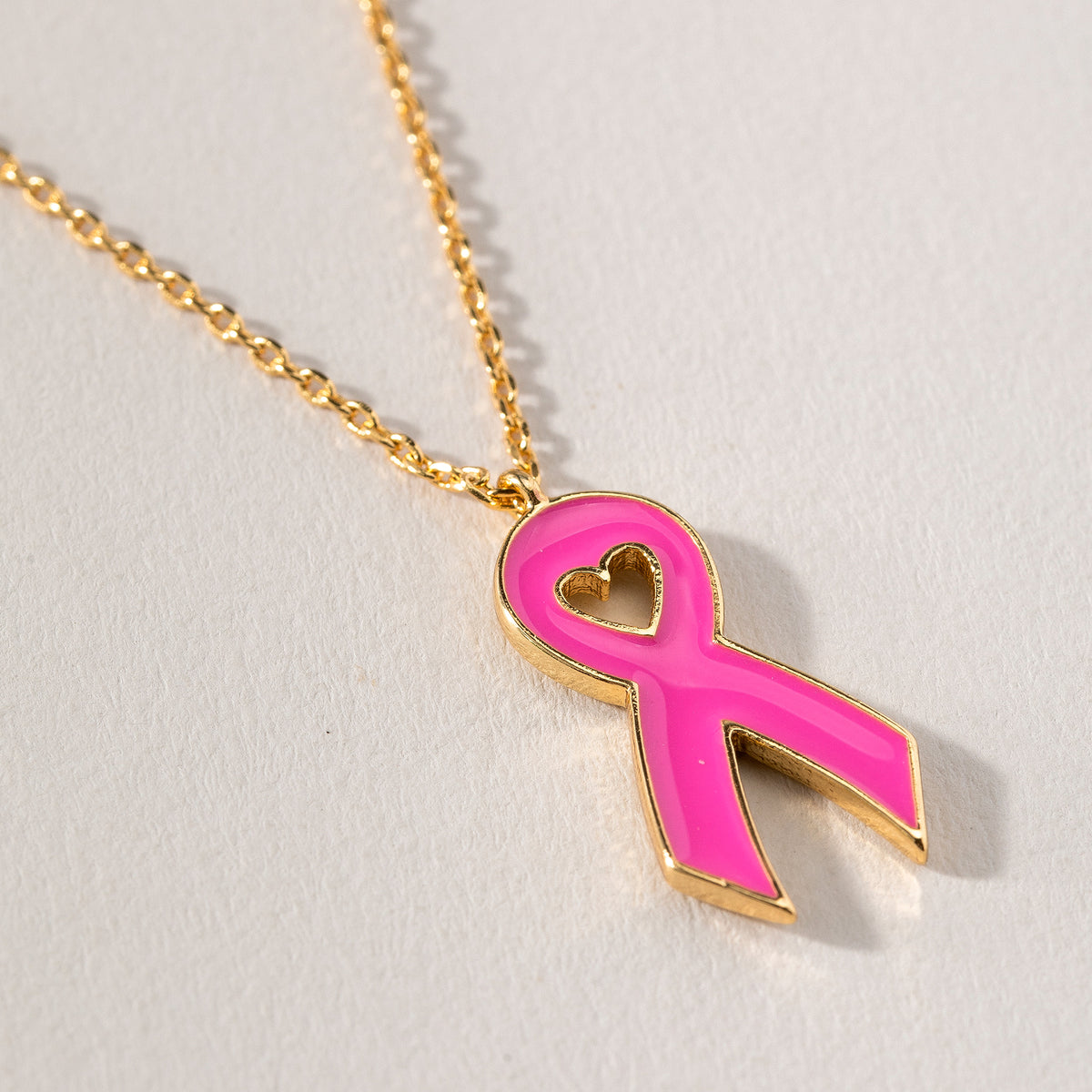 Ember Gold Oval Breast Cancer Awareness Locket Necklace Pendant